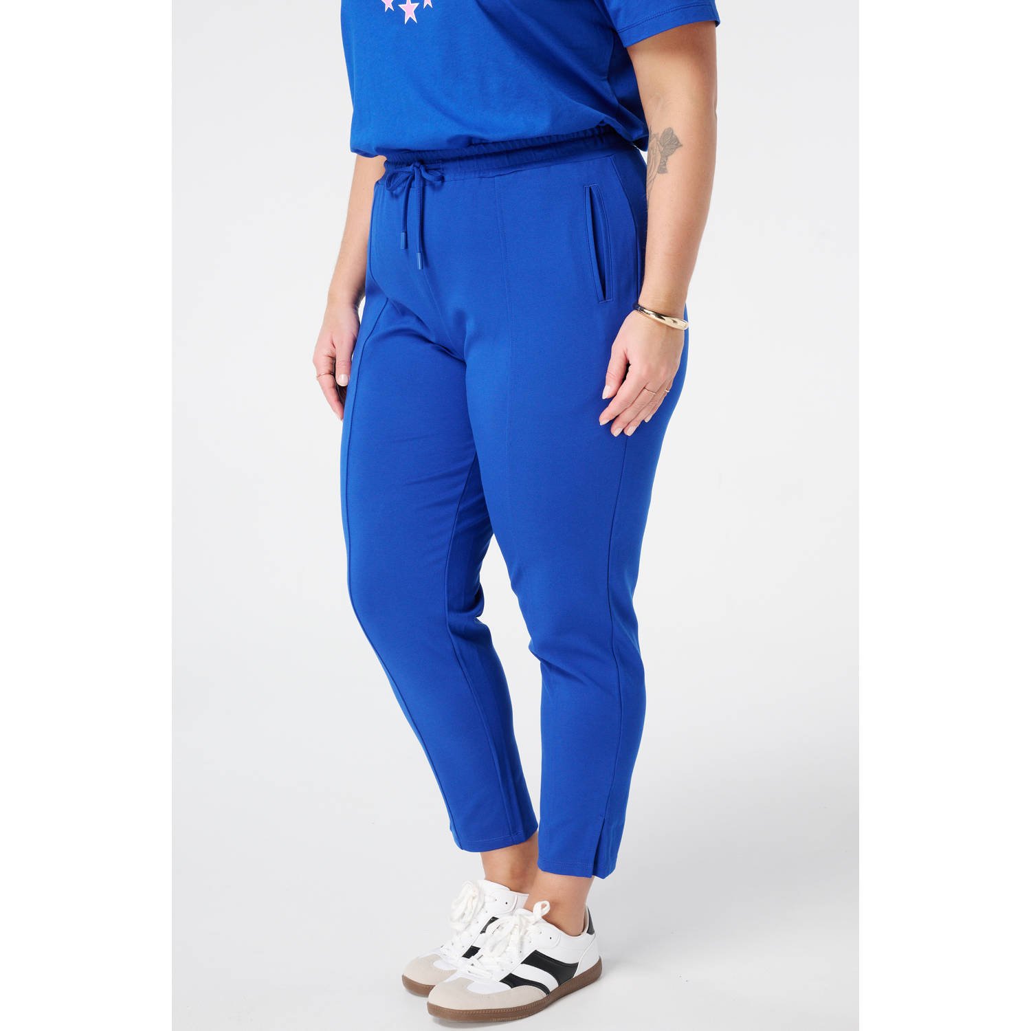 MS Mode slim regular waist casual broek blauw