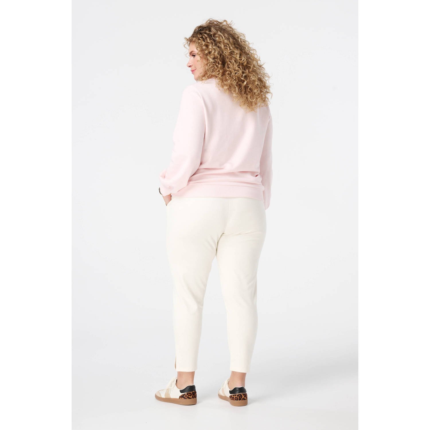 MS Mode slim regular waist casual broek crème