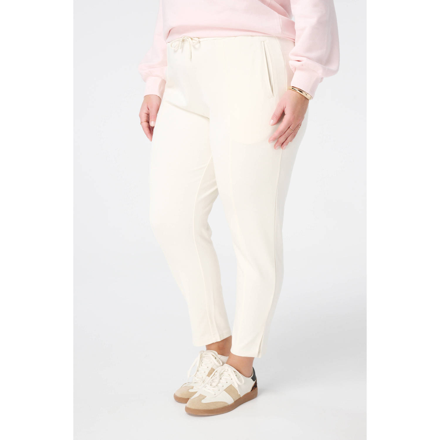 MS Mode slim regular waist casual broek crème