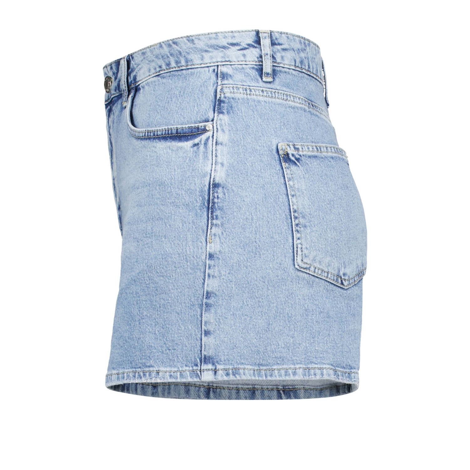 MS Mode straight high waist denim short light blue denim