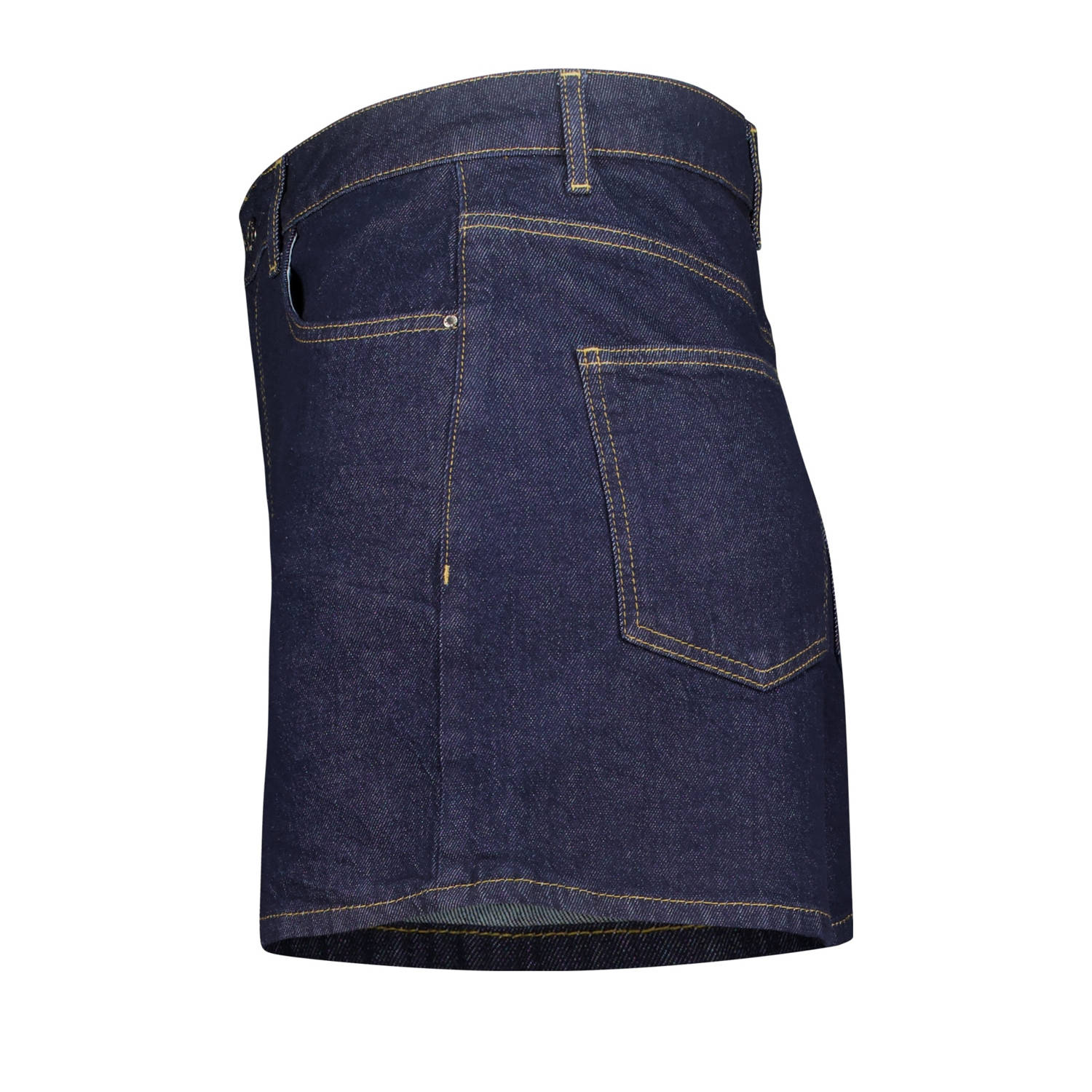 MS Mode straight high waist denim short dark blue denim