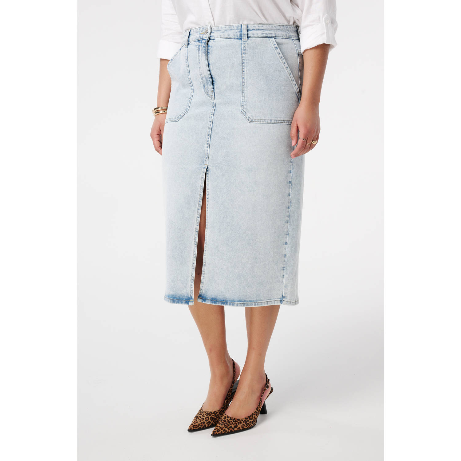 MS Mode spijkerrok light blue denim