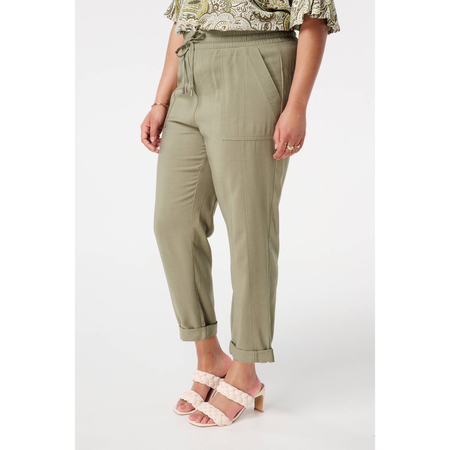 MS Mode regular waist casual broek kaki
