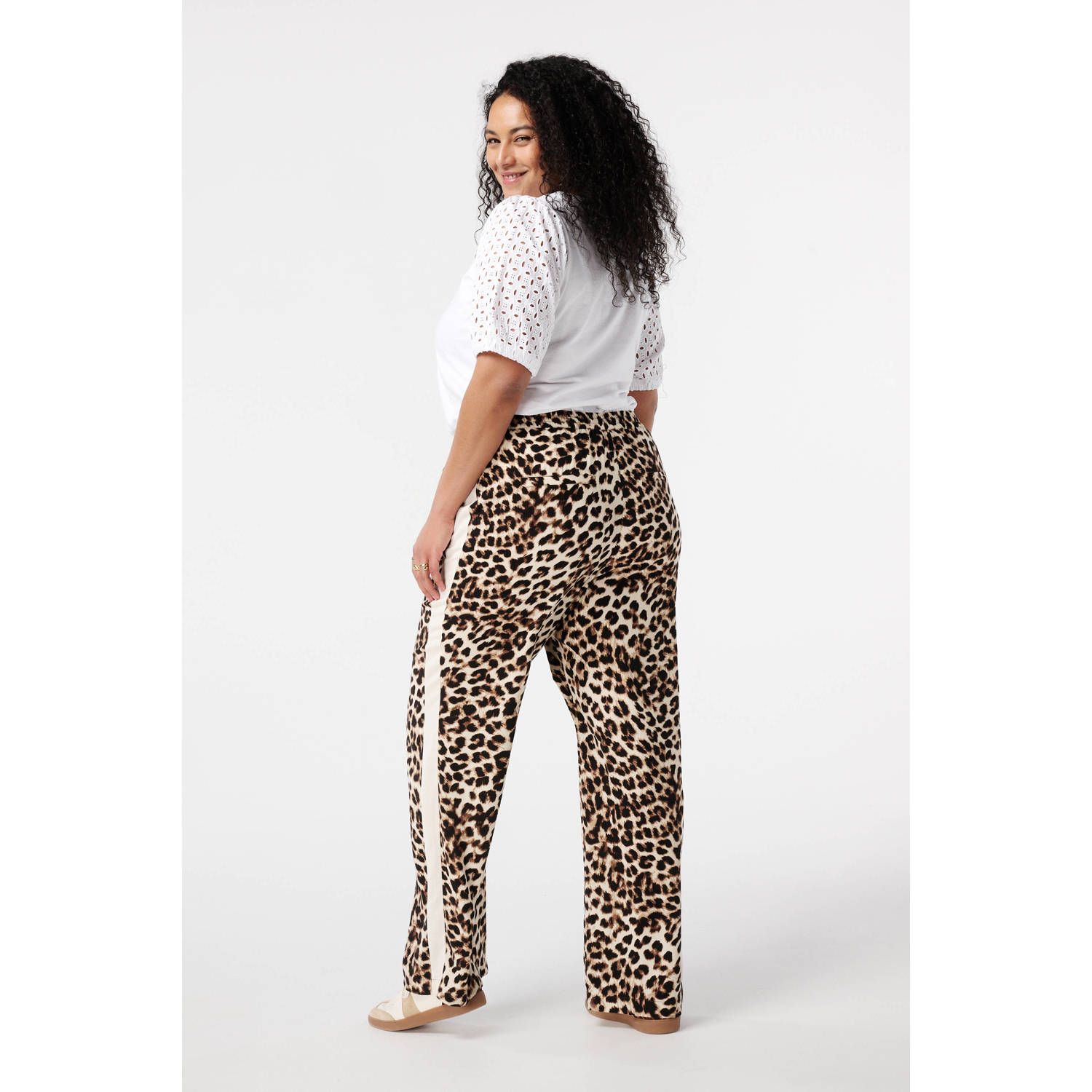 MS Mode straight regular waist broek donkerbruin
