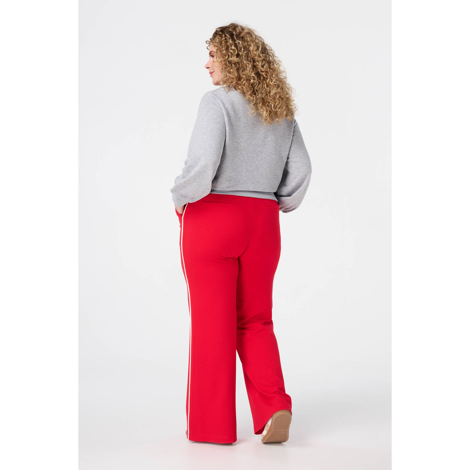 MS Mode wide leg regular waist casual broek rood