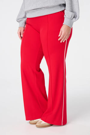 wide leg regular waist casual broek rood