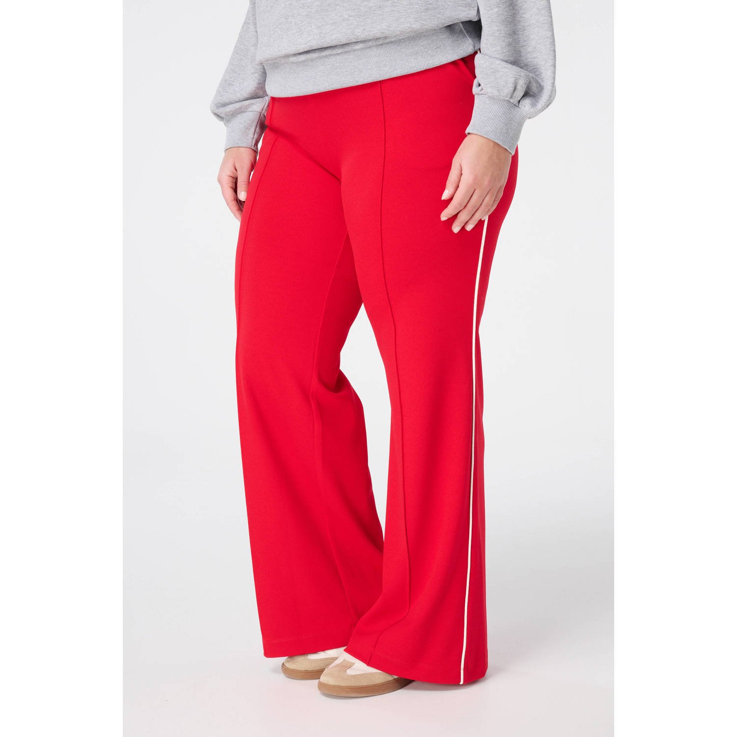 MS Mode wide leg regular waist casual broek rood