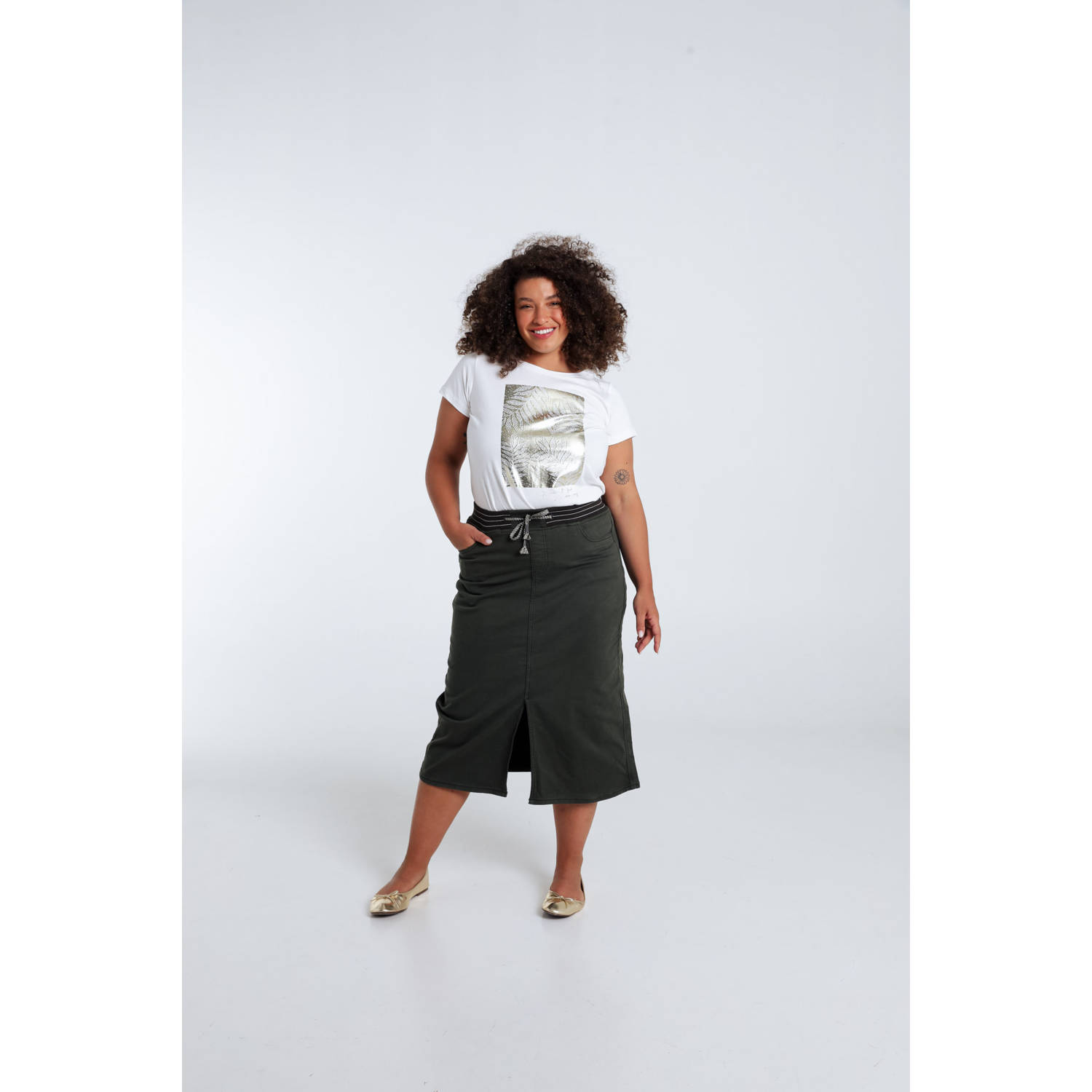 Paprika midi rok kaki