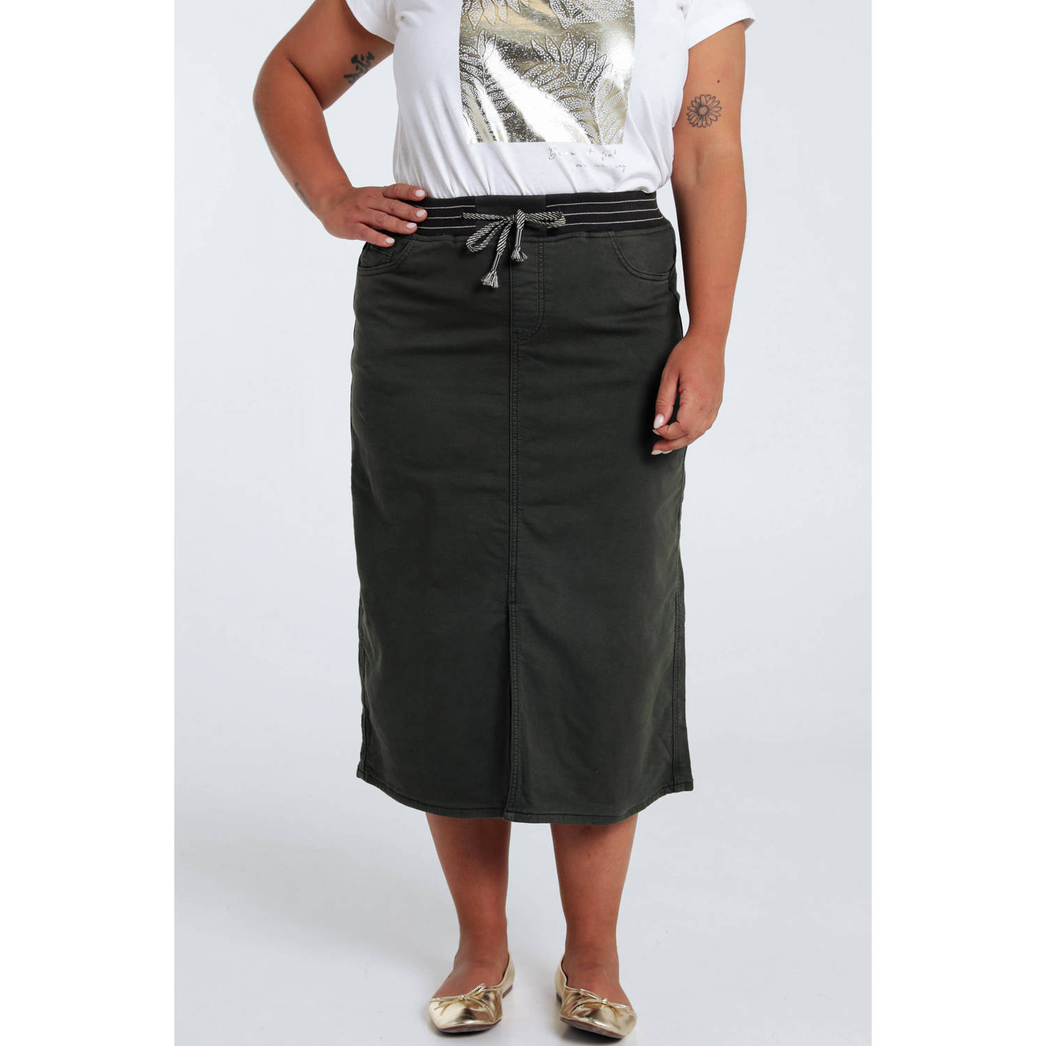 Paprika midi rok kaki