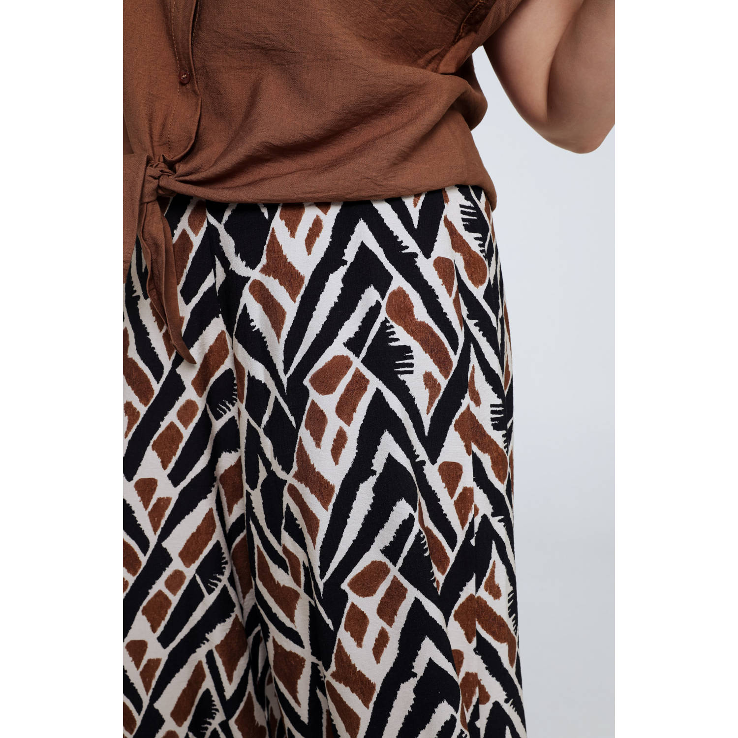 Paprika wide leg regular waist casual broek zwart