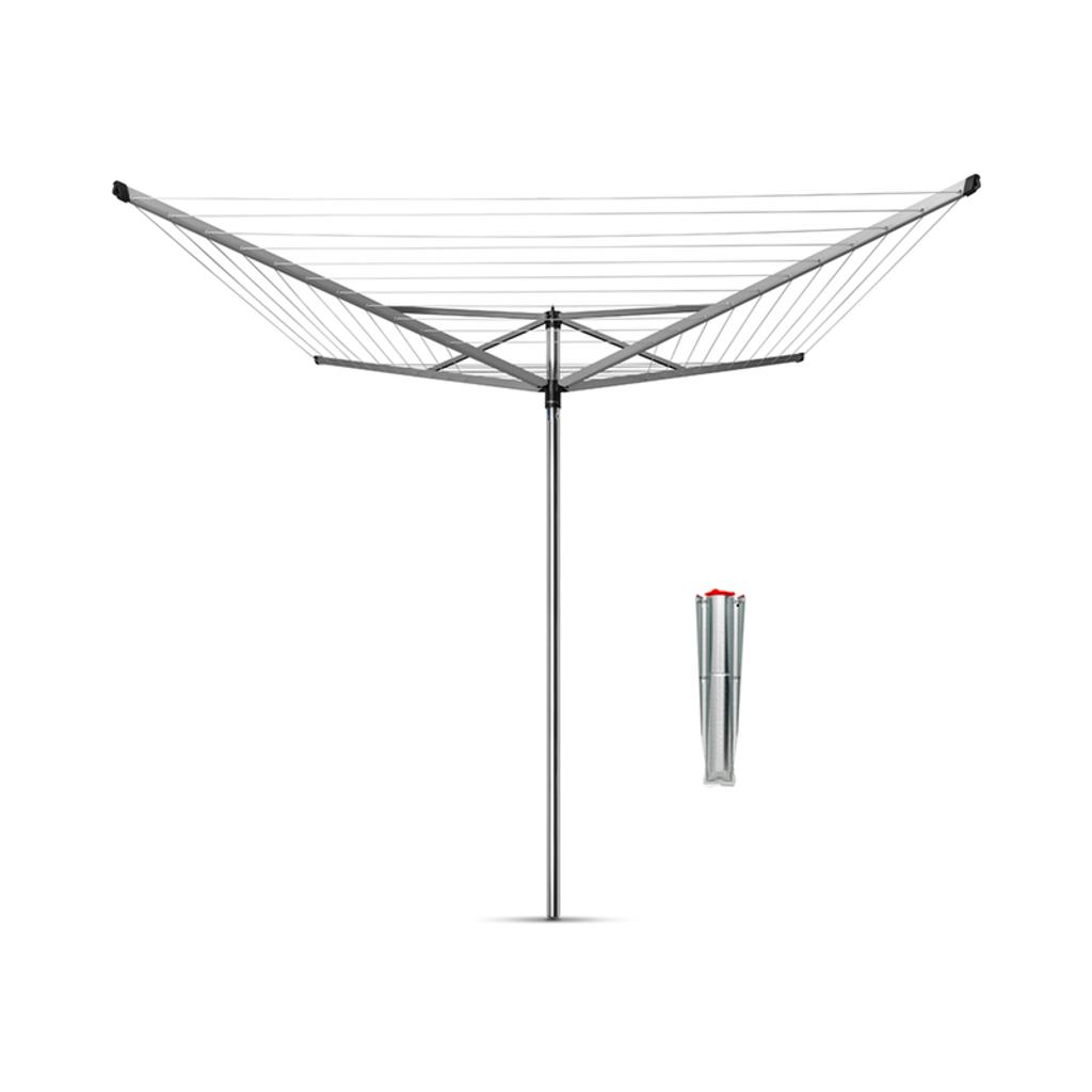 Brabantia Topspinner droogmolen - met metalen grondanker - 60 m - Metallic Grey