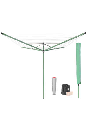 Lift-O-Matic droogmolen - met metalen grondanker/beschermhoes/wasknijpertasje en wasknijpers - 50 m - Leaf Green