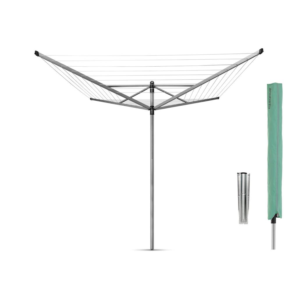 Brabantia Brabantia Droogmolen Lift-O-Matic, 60 meter met metalen grondanker, doorsnede 45 mm en beschermhoes 311048 - Metallic Grey