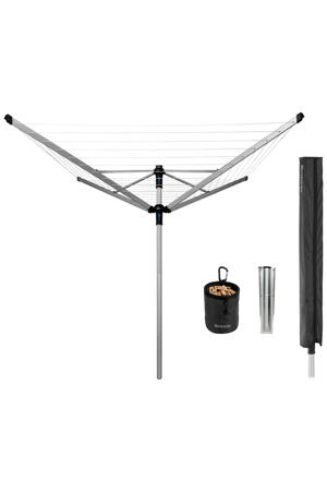 Lift-O-Matic Advance droogmolen - met metalen grondanker/beschermhoes en wasknijpertasje - 60 m - Metallic Grey