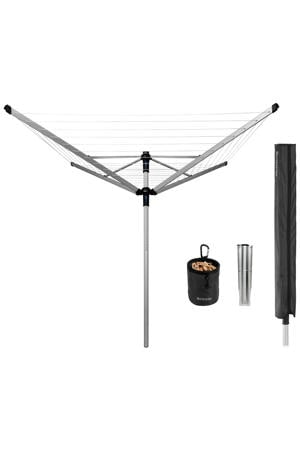Lift-O-Matic Advance droogmolen - met metalen grondanker/beschermhoes en wasknijpertasje - 60 m - Metallic Grey
