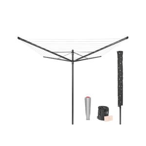 Lift-O-Matic droogmolen - met metalen grondanker/beschermhoes/wasknijpertasje en wasknijpers - 50 m - Anthracite
