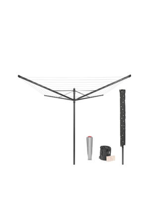 Lift-O-Matic droogmolen - met metalen grondanker/beschermhoes/wasknijpertasje en wasknijpers - 50 m - Anthracite