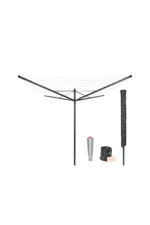 Lift-O-Matic droogmolen - met metalen grondanker/beschermhoes/wasknijpertasje en wasknijpers - 50 m - Anthracite