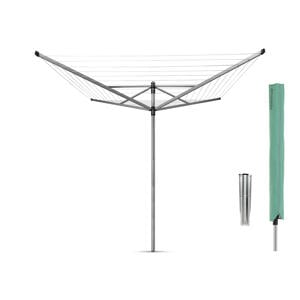 Lift-O-Matic droogmolen - met metalen grondanker en beschermhoes - 50 m - Metallic Grey