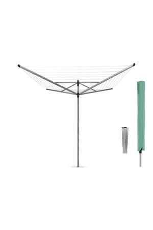 Lift-O-Matic droogmolen - met metalen grondanker en beschermhoes - 50 m - Metallic Grey