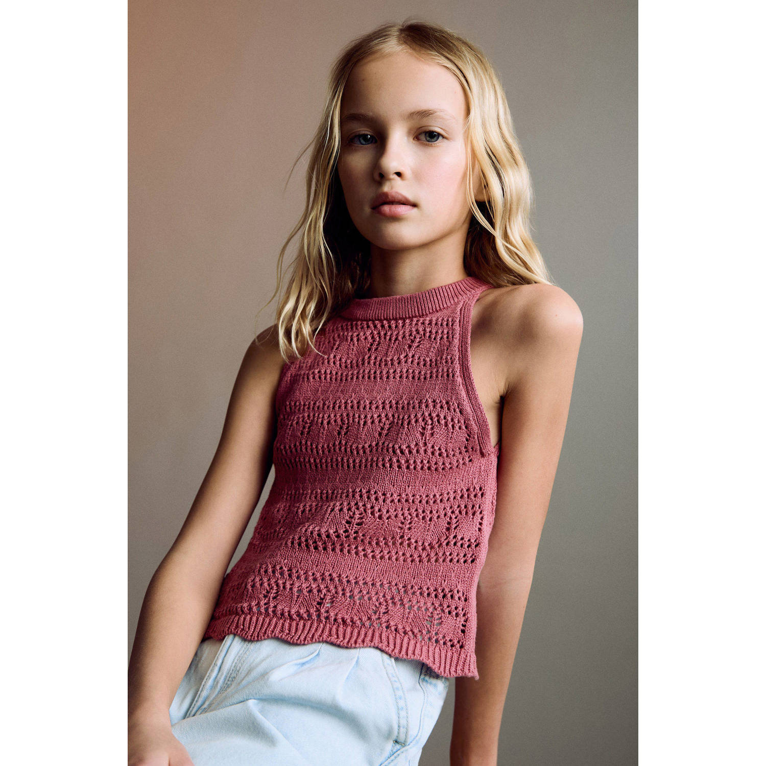 Mango Kids mouwloze top oudroze