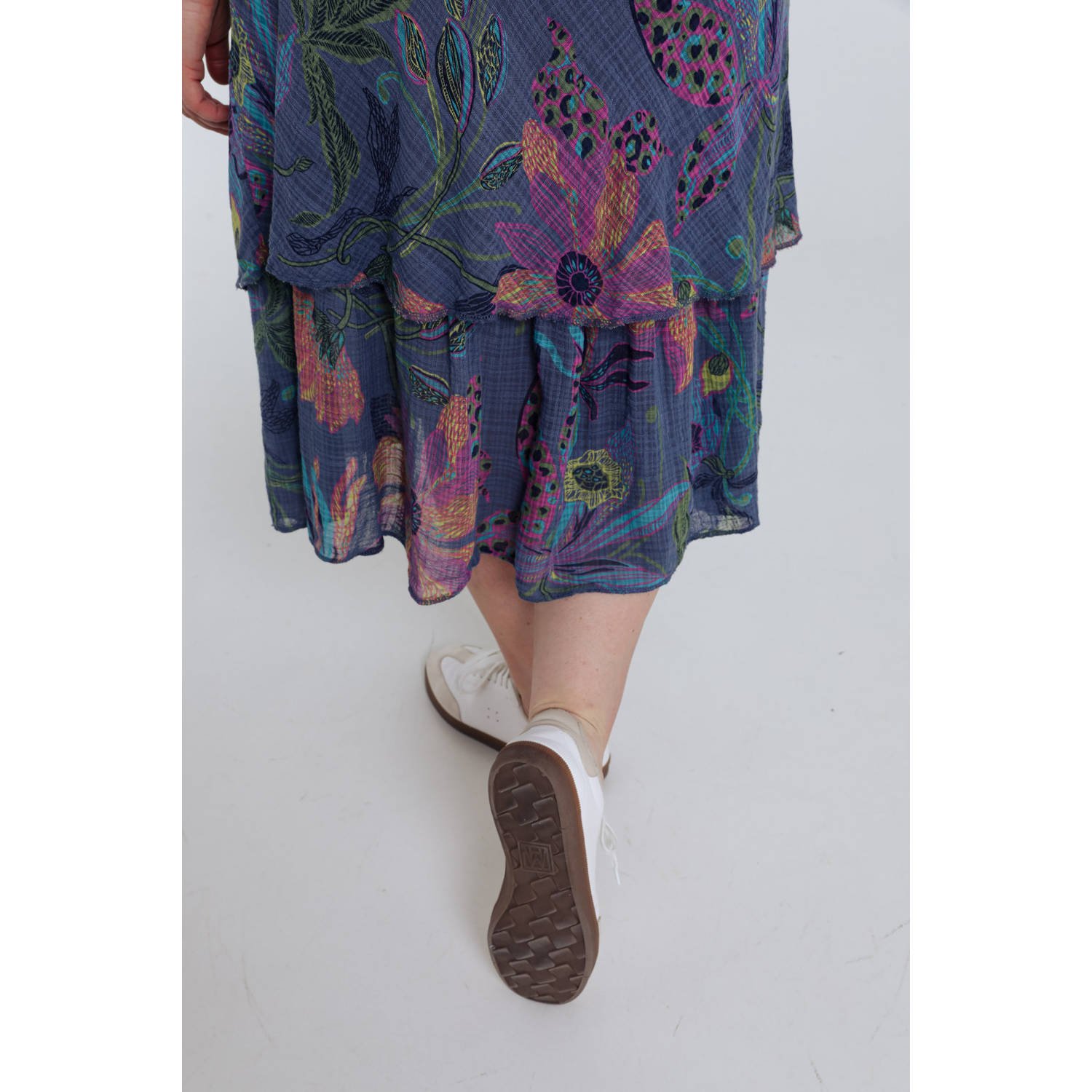 Paprika midi jurk blauw