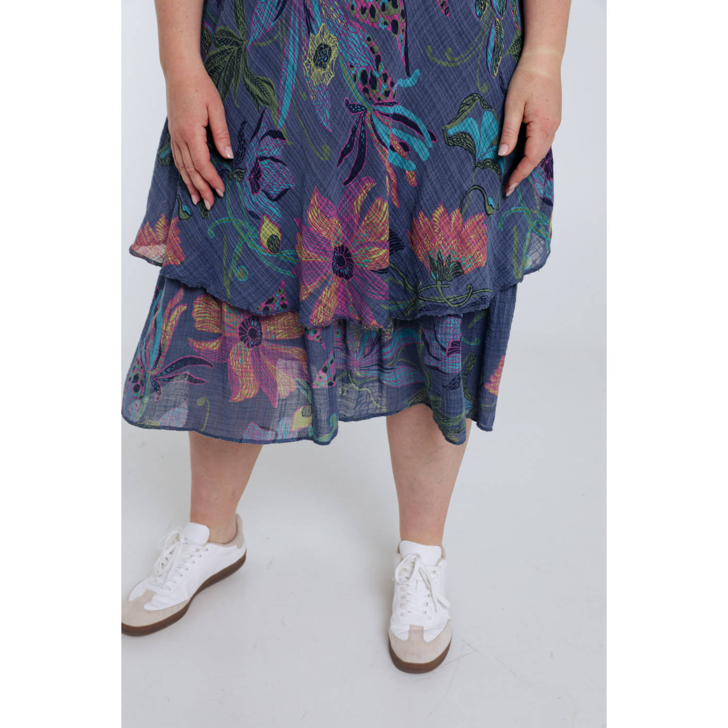 Paprika midi jurk blauw