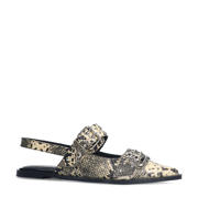 thumbnail: Sacha   leren slingback loafers met slangenprint grijs
