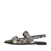 thumbnail: Sacha   leren slingback loafers met slangenprint grijs