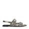 Sacha leren slingback loafers met slangenprint grijs