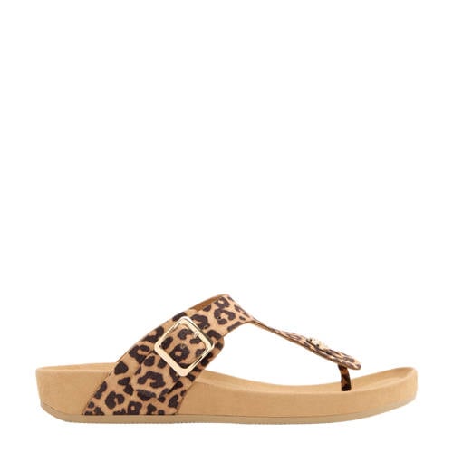 Graceland teenslippers met panterprint beige/zwart afbeelding