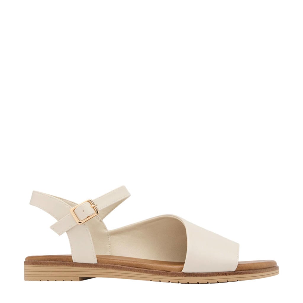 Ecru dames Graceland sandalen van imitatieleer met gesp