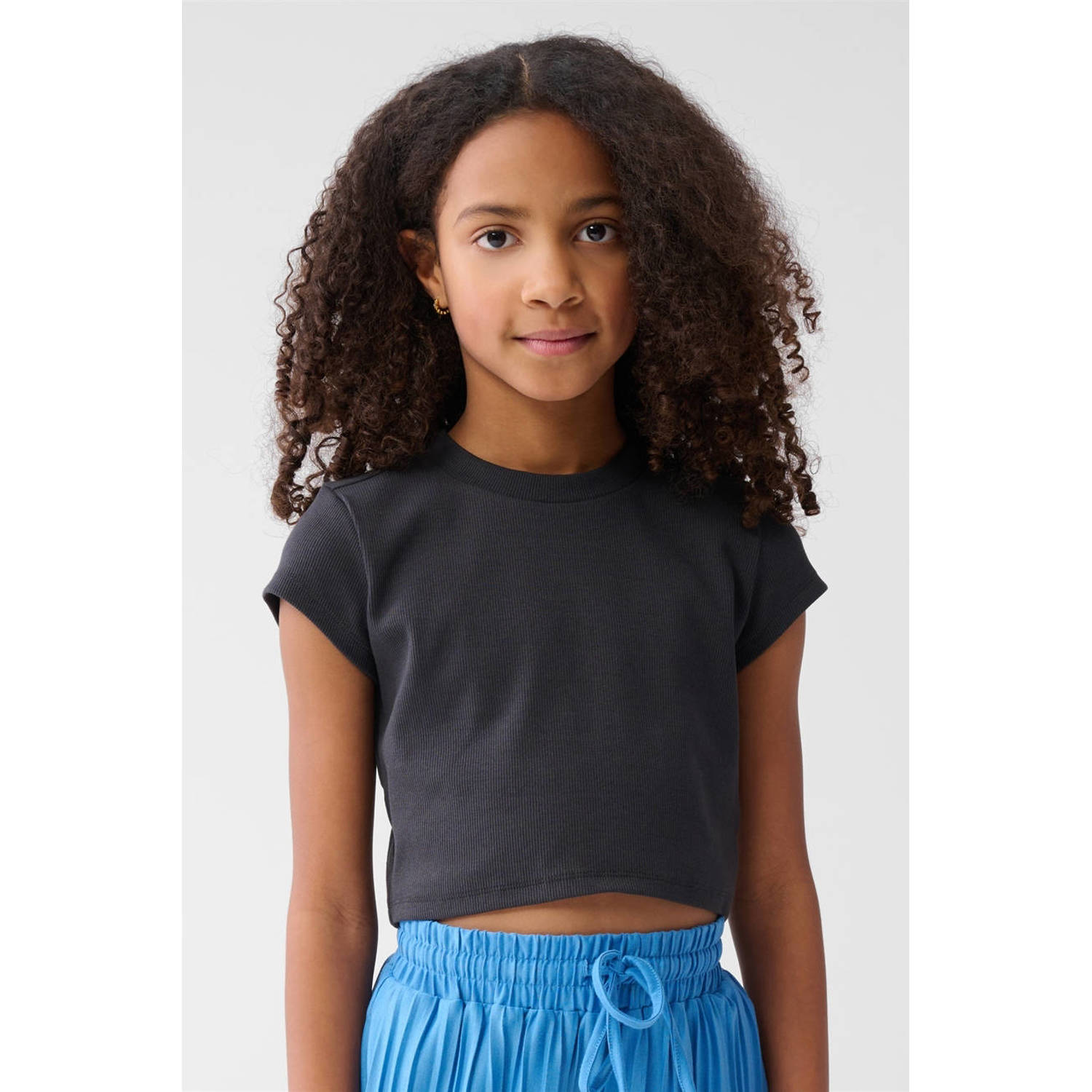Shoeby T-shirt grijs rib gebreid