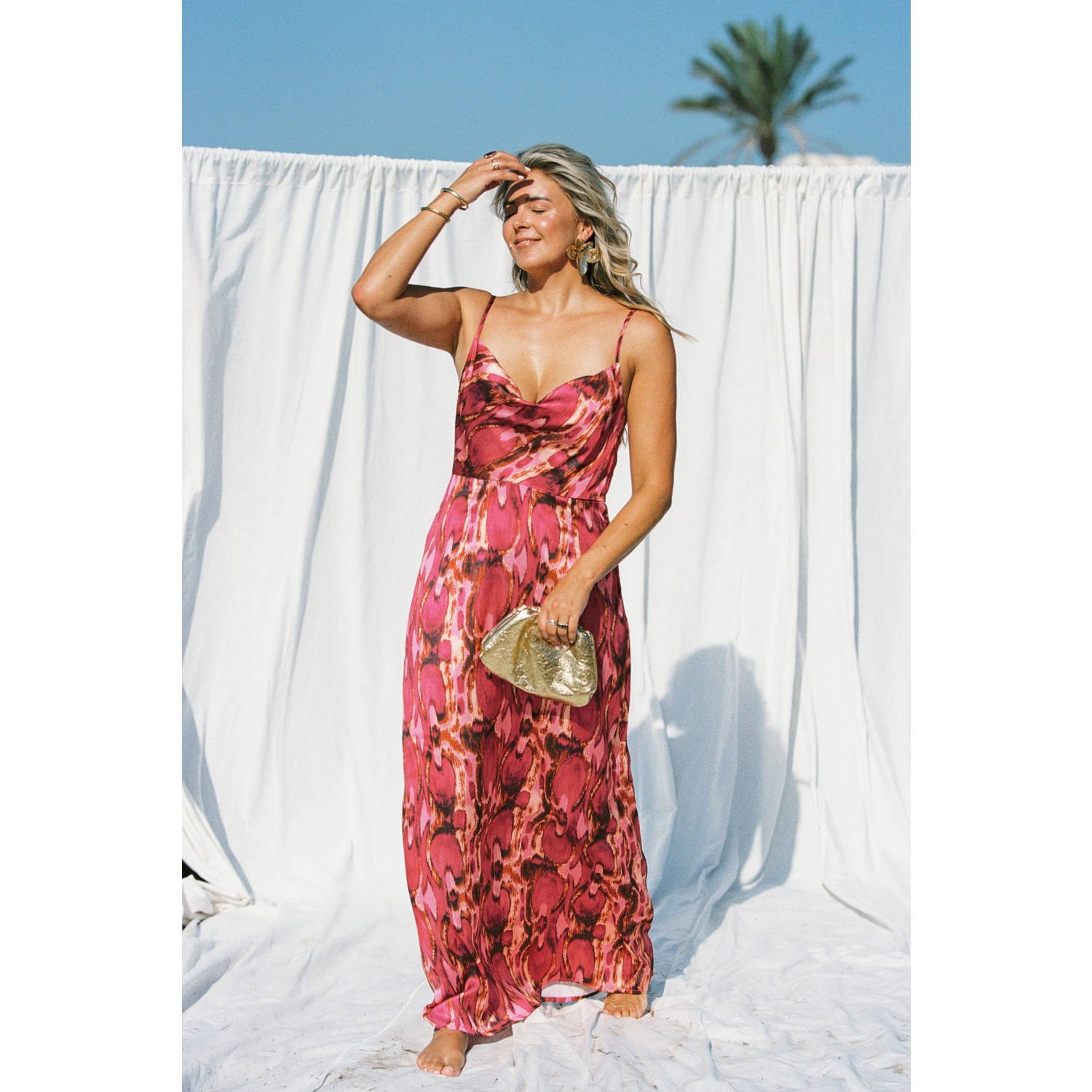 Bolina Island x Florine Hofstee maxi jurk roze
