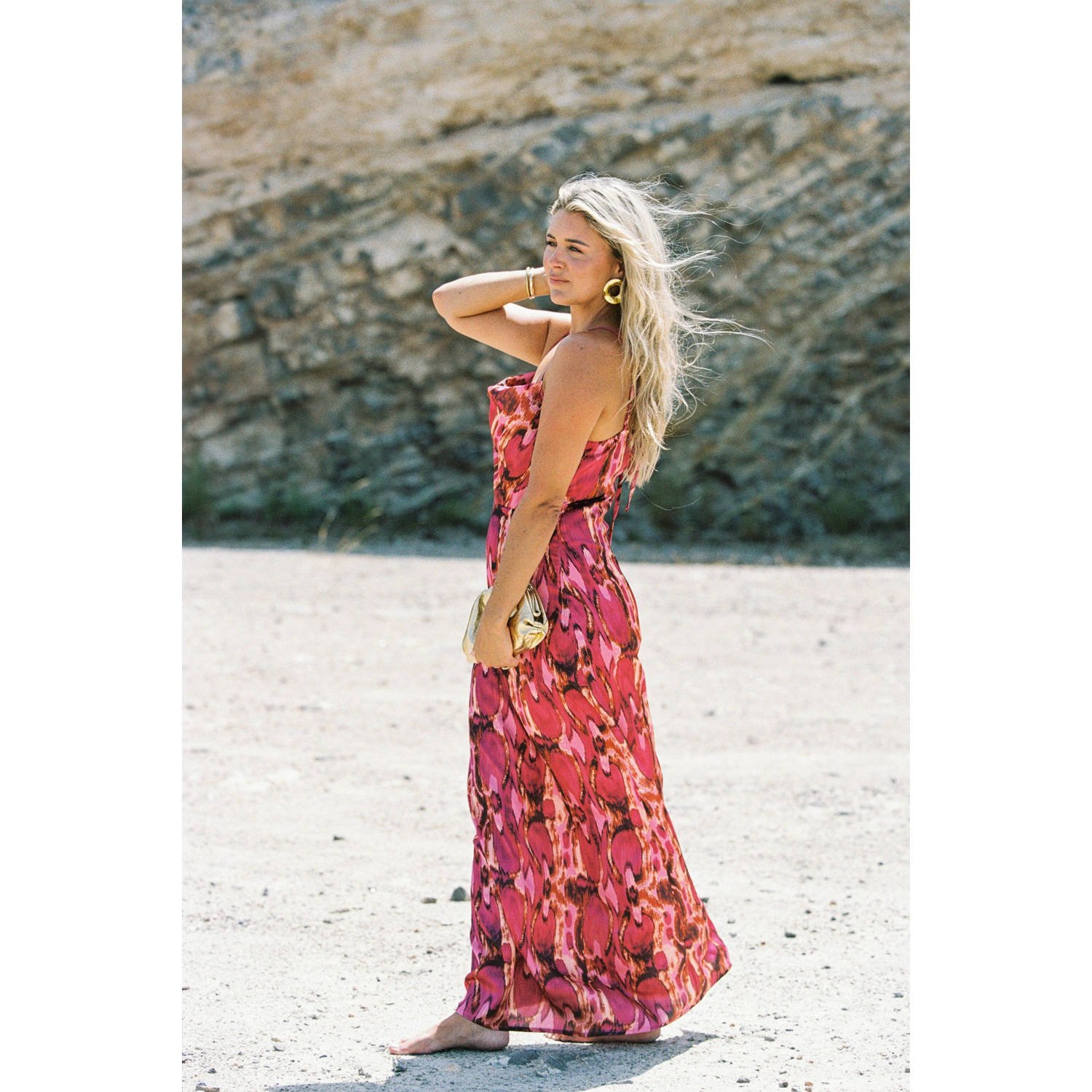 Bolina Island x Florine Hofstee maxi jurk roze