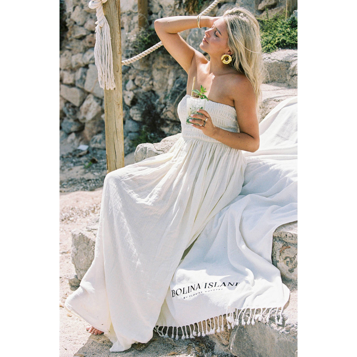 Bolina Island x Florine Hofstee maxi jurk ecru