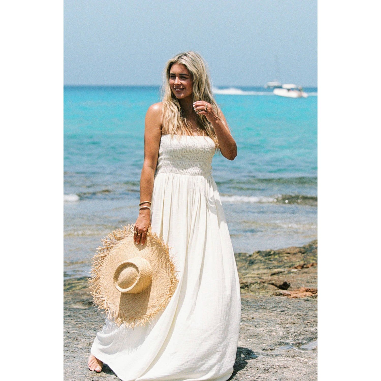 Bolina Island x Florine Hofstee maxi jurk ecru