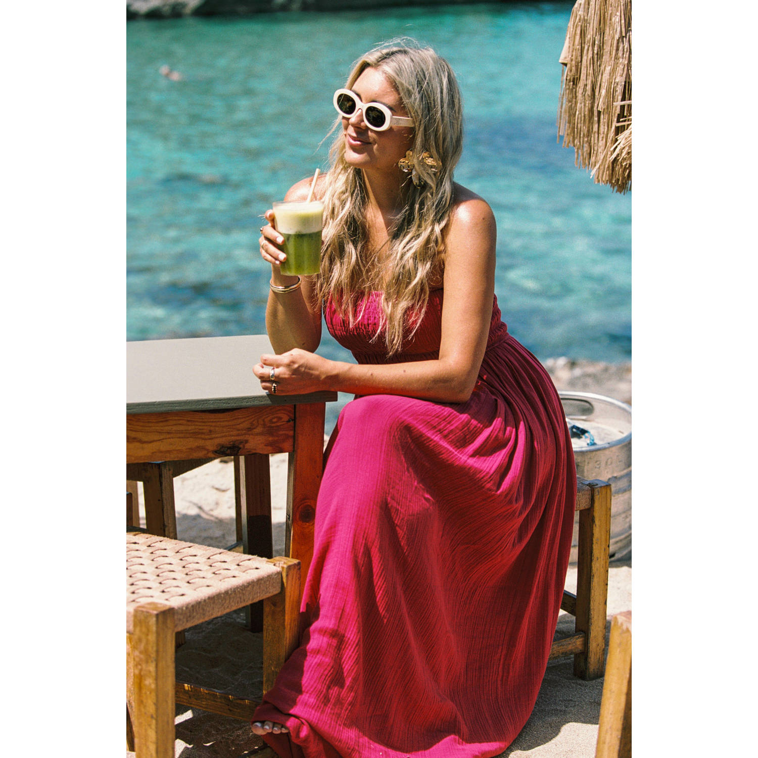 Bolina Island x Florine Hofstee maxi jurk fuchsia