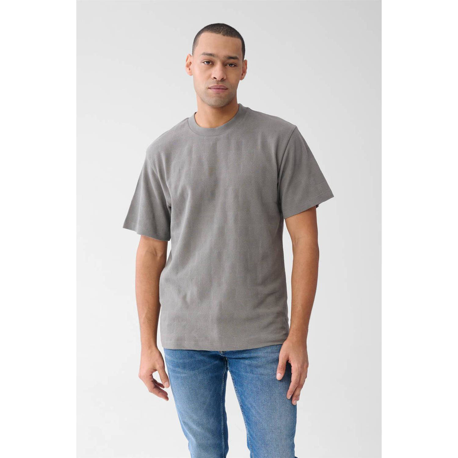 Shoeby T-shirt met textuur grijs