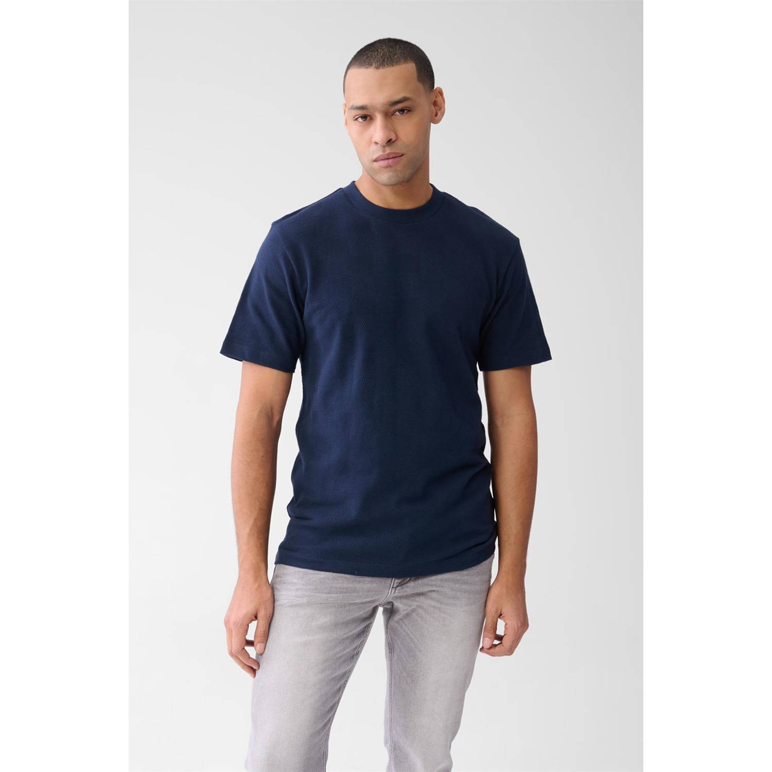 Shoeby T-shirt met textuur donkerblauw