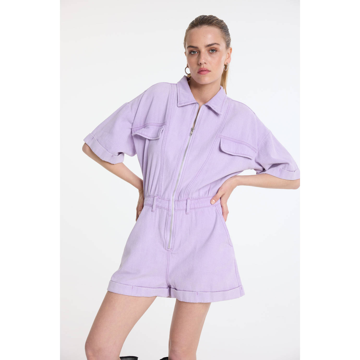 Refined Department denim playsuit lila