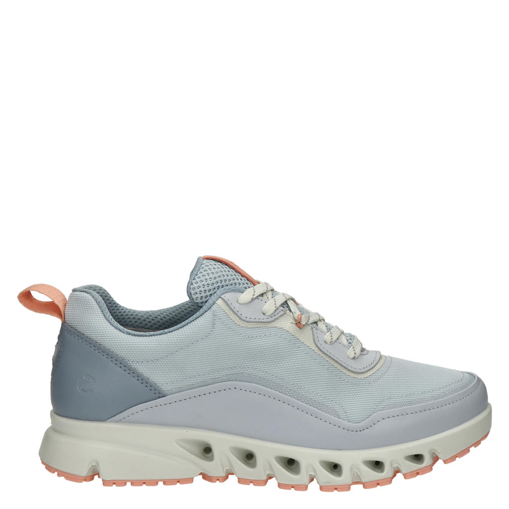 Lichtblauwe dames Ecco Multi-Vent leren sneakers met veters
