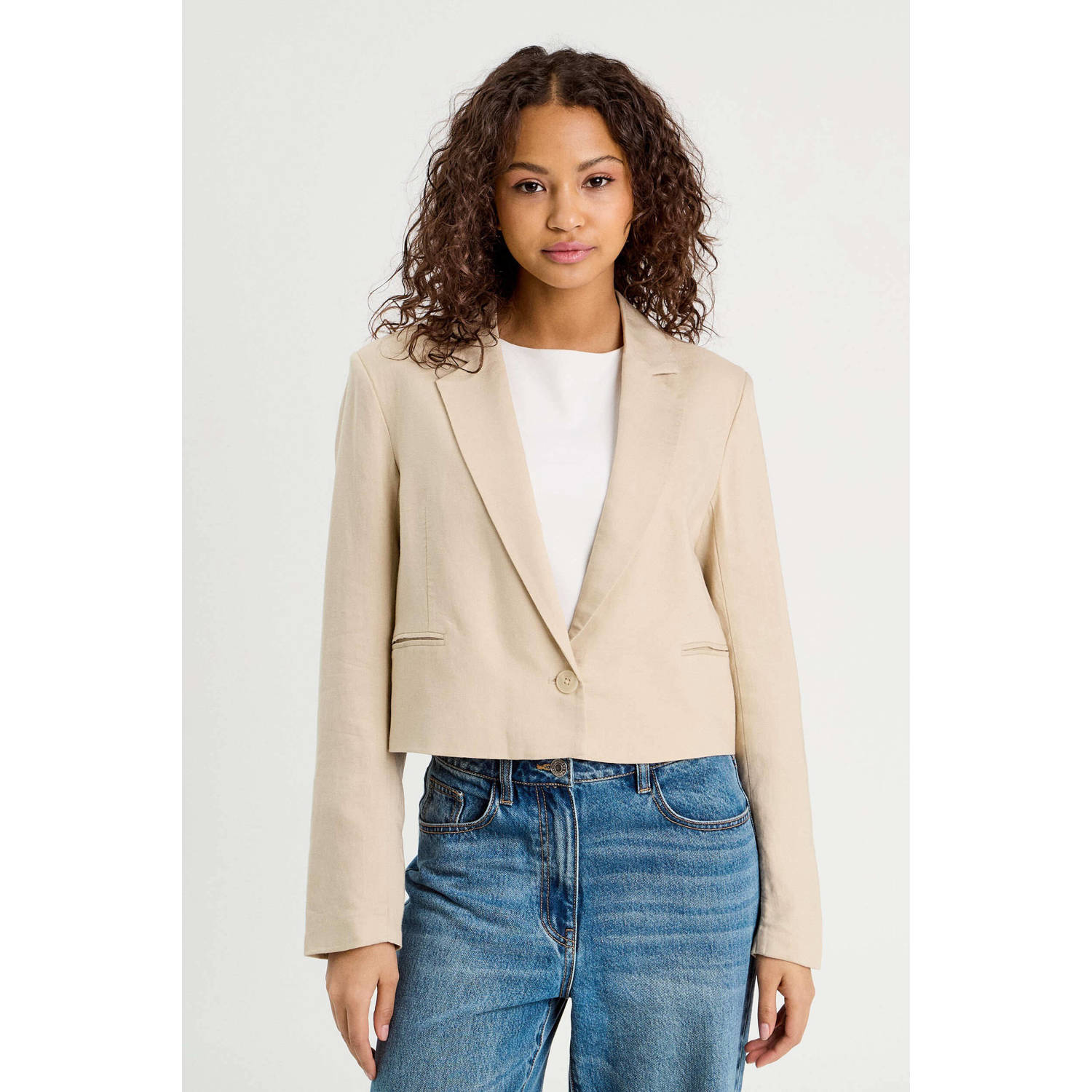 Cache cropped blazer beige
