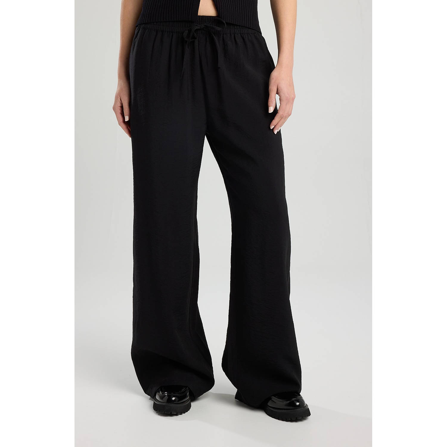 America Today wide leg high waist casual broek zwart