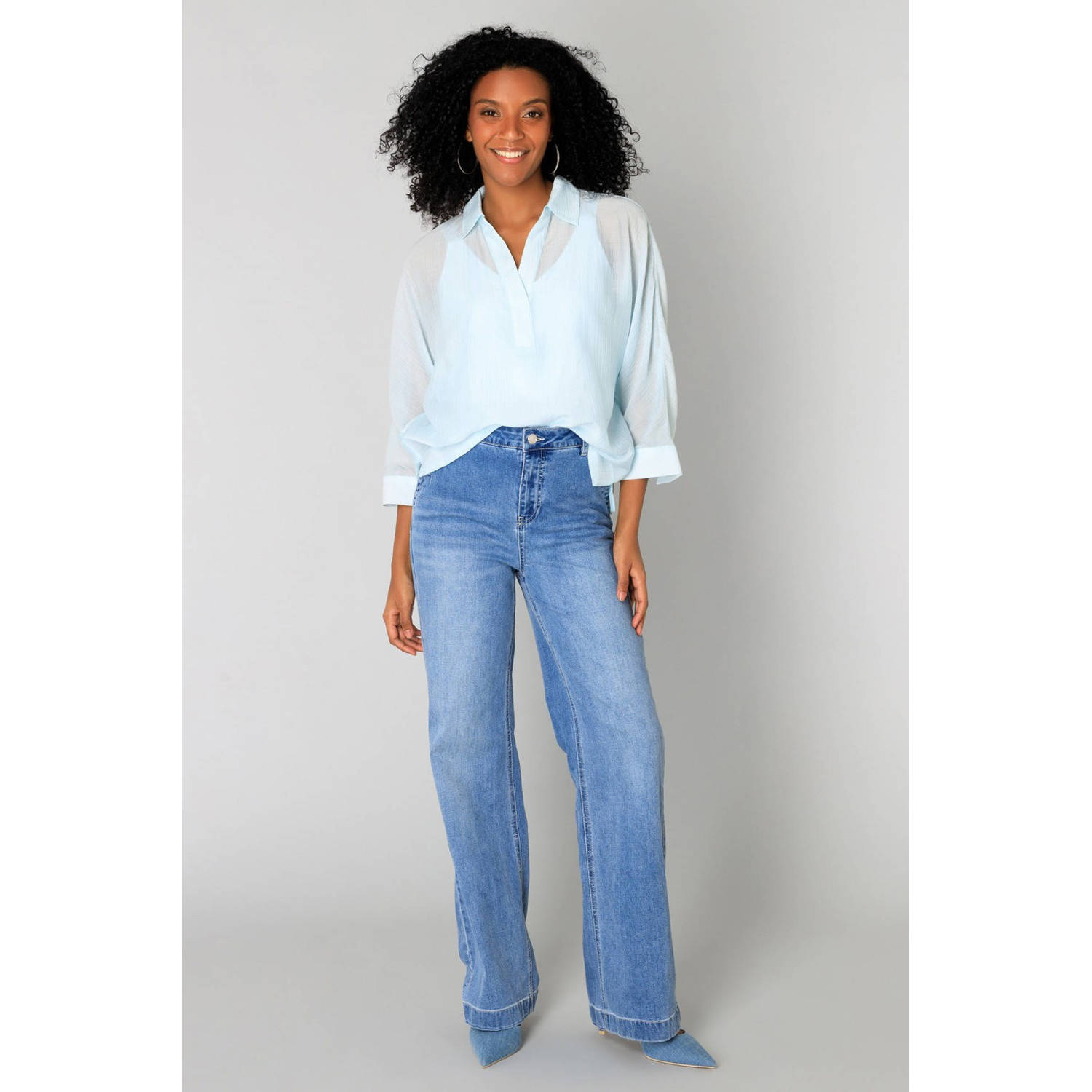 Yest high waist wide leg jeans dark blue denim
