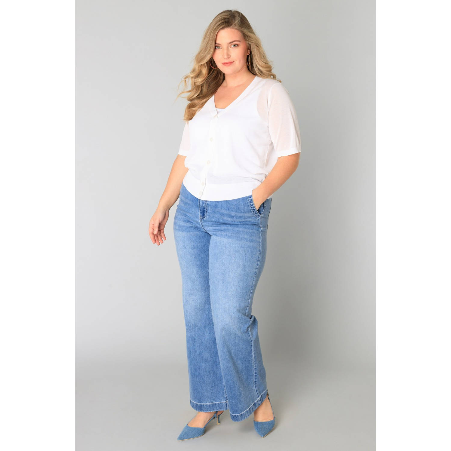 Yesta gebreid vest wit