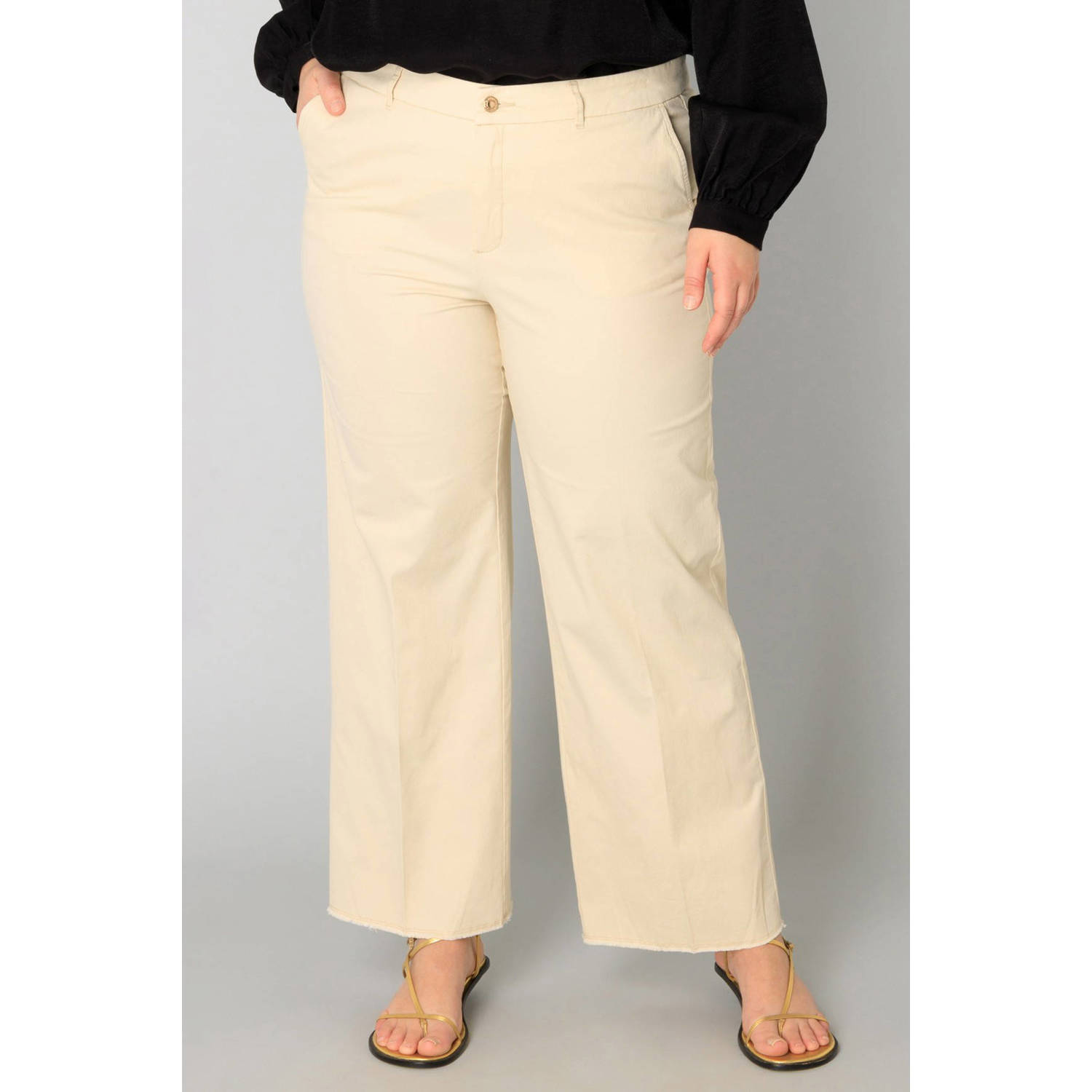 Yesta straight regular waist pantalon zand