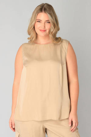 mouwloze top taupe