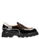 Babouche Evita-21 chunky lakleren loafers met ponyhair zwart/cognac/panter