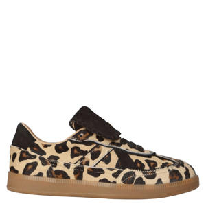 Ira-97 leren sneakers met ponyhair panterprint beige/zwart
